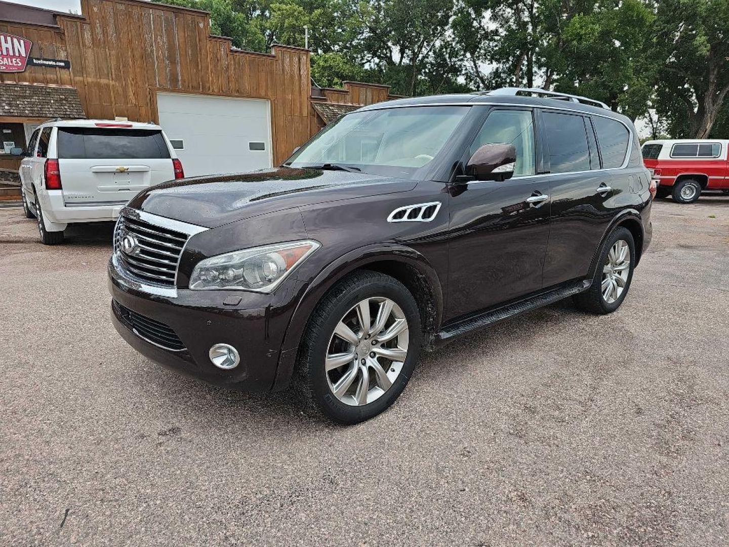 2012 MAROON INFINITI QX56 (JN8AZ2NE1C9) with an 5.6L engine, Automatic transmission, located at 495 Old Highway 20 West, South Sioux City, NE, 68776, (402) 494-2677, 42.458408, -96.443512 - Photo#0